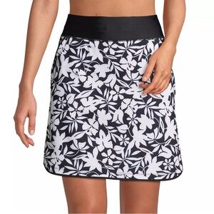 Lands’ End Quick Dry Active Swim Skort in Black Havana Floral, size 18, EUC